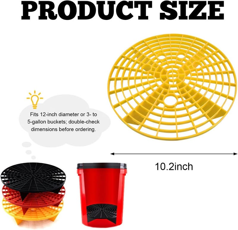 Yourkar 2 PCS Car Wash Bucket Inserts, Plastic Vehicle Wash Bucket Insert Detail Grit Trap, Auto Wash Dirt Collectors Fits 12 Inch Diameter Bucket, Universal Car Accessories (Yellow, 1PCS) - Image 2